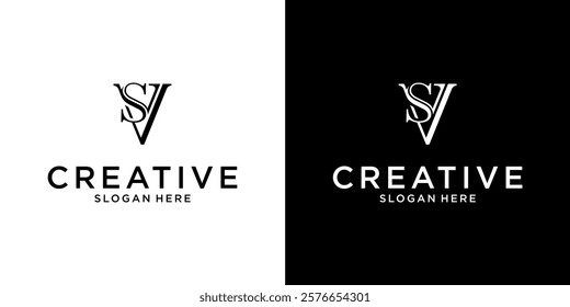 SV or VS initial letter logo design vector
