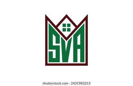 Vector de diseño del logotipo de los constructores inmobiliarios de la letra inicial de SVA. construcción, vivienda, marcador casero, propiedad, edificio, apartamento, compartimento, negocio, corporativo, alquiler de casa, alquiler, comercial