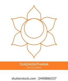 Svadhishthana, sacral chakra, line art symbol. Meditation, spirituality, energy, healing vector illustration icon