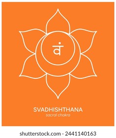 Svadhishthana, sacral chakra, line art symbol. Meditation, spirituality, energy, healing vector illustration icon