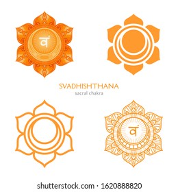 Svadhishthana, sacral chakra symbol. Colorful mandala. Vector illustration