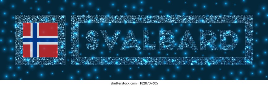 Svalbard badge. Flag of Svalbard in glowing network geometric style. Modern vector illustration.