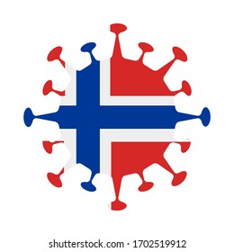 Flagge von Svalbard in Virusform. Länderzeichen. Vektorillustration.