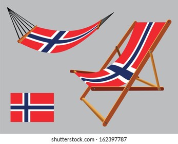 Svalbard hammock and deck chair set against gray background, abstract vector art illustration