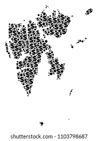 Svalbard Island map composition of dollar symbols and sphere points in different sizes. Abstract vector economics and GDP Svalbard Island map.