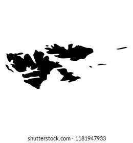 Svalbard islands - solid black silhouette map of country area. Simple flat vector illustration.