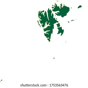 Svalbard Jan Mayen map in green color and yellow border on white background. Vector illustration.