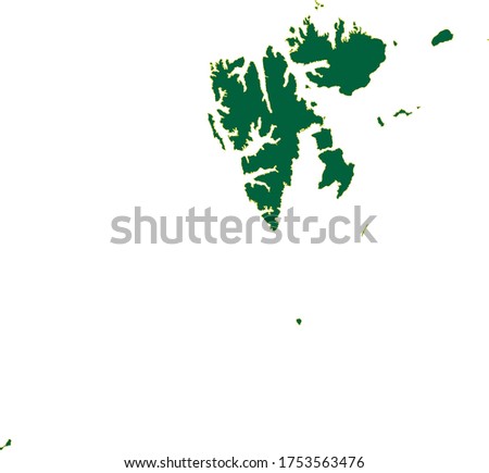 Svalbard Jan Mayen map in green color and yellow border on white background. Vector illustration.