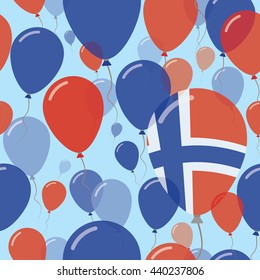 Svalbard And Jan Mayen National Day Flat Seamless Pattern. Flying Celebration Balloons in Colors of Norwegian Flag. Svalbard And Jan Mayen Patriotic Background with Celebration Balloons.