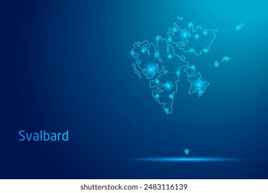 Svalbard map - concept of communication technology, graphic of low poly.