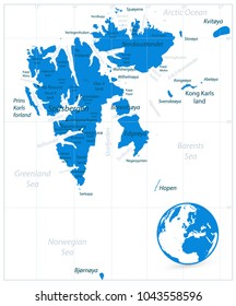 Svalbard Map Isolated On White. Vector illustration.