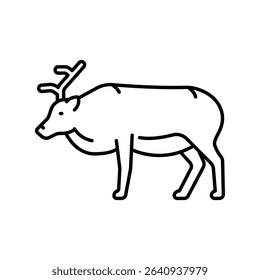 svalbard reindeer black line icon for digital and print projects. Arctic animals. Minimal clean icons for apps and websites. Modern simple icons for UI UX and branding