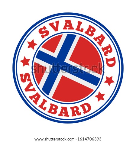 Svalbard sign. Round country logo with the flag of Svalbard. Vector illustration.