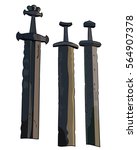 Sverd i Fjell - viking swords monument, symbol of Stavanger, isolated on white, vector illustration
