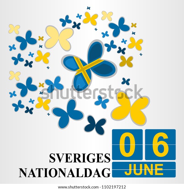Sveriges Nationaldag National Day Sweden Vector Stock Vector Royalty Free 1102197212