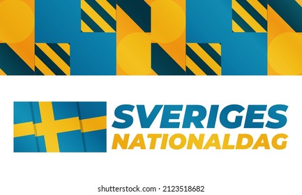 Sveriges Nationaldag. Translation- National Day of Sweden. June 6. Vector Elements National Concept. Greeting, Card Poster, Web Banner Design EPS 10.