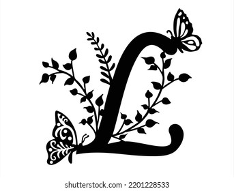 SVG Butterfly Alphabart,Letter L Cutting Flie svg