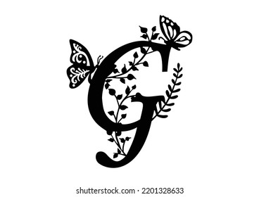 SVG Butterfly Alphabet letter G svg