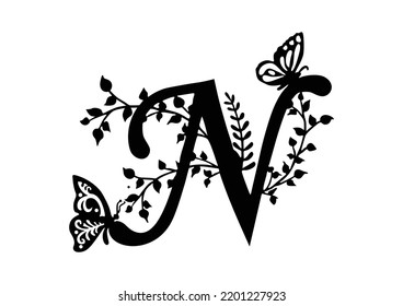 SVG Butterfly Alphabet, Letter N svg