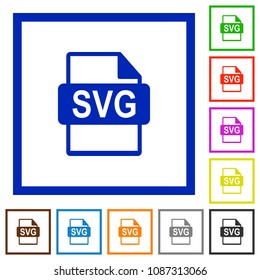 SVG file format flat color icons in square frames on white background
