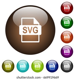 SVG file format white icons on round color glass buttons svg