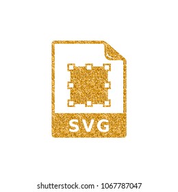 SVG file icon in gold glitter texture. Sparkle luxury style vector illustration.
 svg