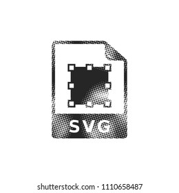 SVG file icon in halftone style. Black and white monochrome vector illustration. svg