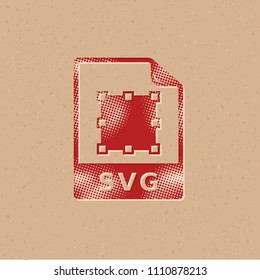 SVG file icon in halftone style. Grunge background vector illustration. svg