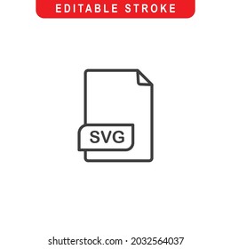 SVG File Outline Icon. SVG Document Line Art Logo. Vector Illustration. Isolated on White Background. Editable Stroke svg