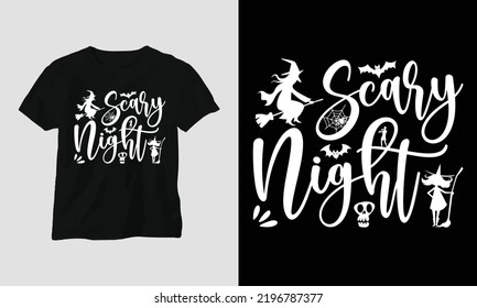 SVG Halloween Day Special T-shirt Typography Design with “scary night”. Best for T-Shirt, mag, sticker, wall mat, etc. svg