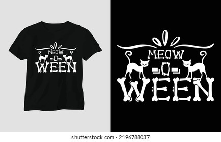 SVG Halloween Day Special T-shirt Typography Design with “meow-o-ween”. Best for T-Shirt, mag, sticker, wall mat, etc. svg