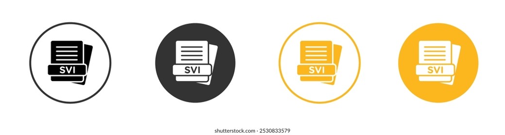 SVI File Document Icon signo de contorno de Vector en blanco y negro