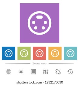 S-video connector flat white icons in square backgrounds. 6 bonus icons included.