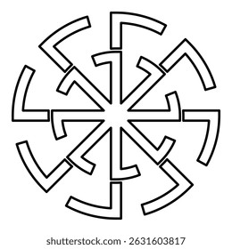 Svitovit symbol sign slavic pagan contour outline line icon black color vector illustration image thin flat style simple