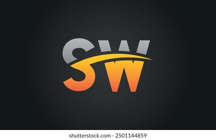 SW creative and modern letter logo design. SW logo design vector in black background.