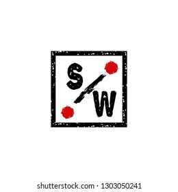 SW Initial Handwriting logo template vector