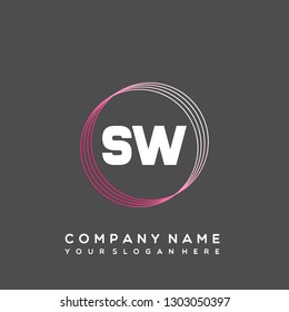 SW Initial Handwriting logo template vector