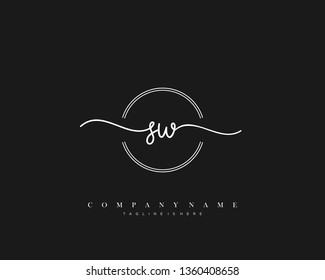 SW initial handwriting logo template vector