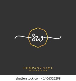 SW Initial handwriting logo template