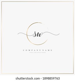 SW Letra inicial logotipo de escritura a mano modelo de plantilla dibujado a mano vector, logotipo para belleza, cosméticos, boda, moda y negocios