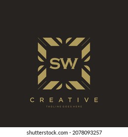 SW Initial letter luxury ornament monogram logo template vector.