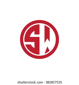 SW initial letters circle business logo red