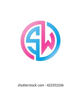 SW initial letters looping linked circle logo pink blue