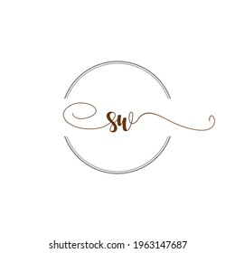 SW Initial Logo Handwriting template letter illustration