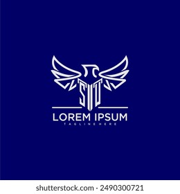 Monograma inicial SW para logotipo de empresa con Imagen de águila