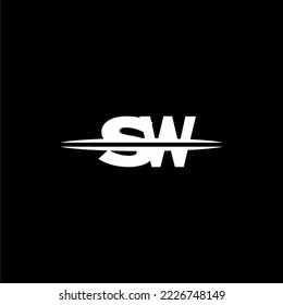 SW initial monogram logo for gaming with Gemoteric line shape style design on isolated background