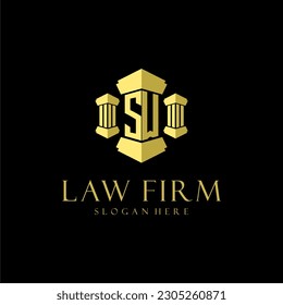 SW initial monogram logo for lawfirm with pillar design