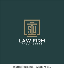 Logo inicial de software de monograma para la firma de abogados con diseño de hitos en cuadrado creativo