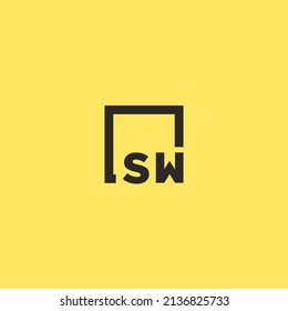 SW initial monogram logo with square style design