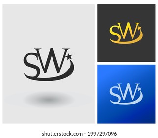 SW initial monogram simple luxury gold gradient logo template